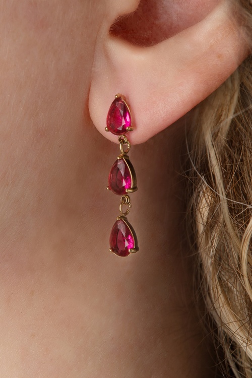 Day&Eve by Go Dutch Label - Trio Drop Earstuds in Pink and Gold