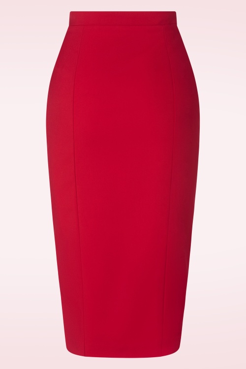 Glamour Bunny Business Babe - Dianne Pencil Skirt in Red 4