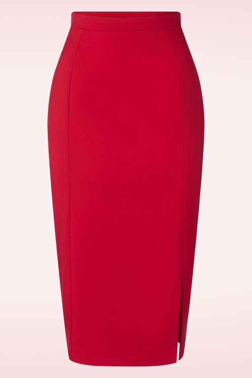 Glamour Bunny Business Babe - Dianne Pencil Skirt in Red 3