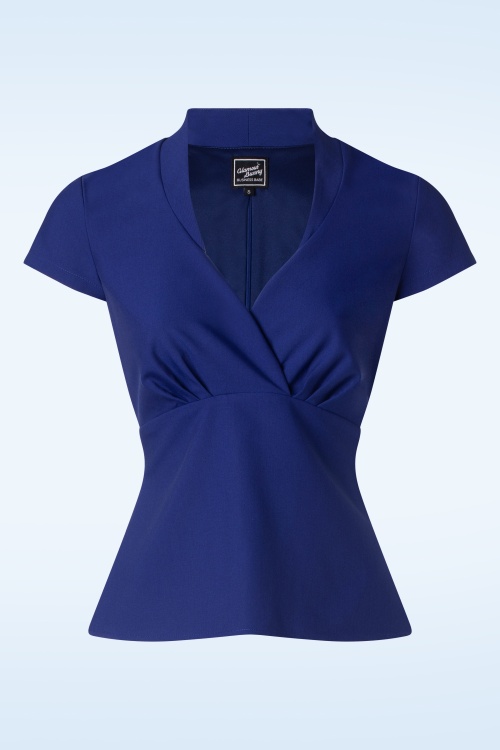 Glamour Bunny Business Babe - Danny Lee Blouse in Royal Blue 2
