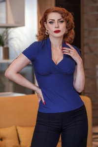 Glamour Bunny Business Babe - Danny Lee Blouse in Royal Blue