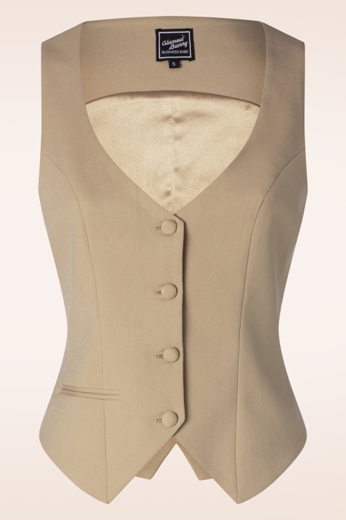 Glamour Bunny Business Babe - Dianne Waistcoat in Beige 2