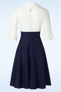 Glamour Bunny Business Babe - Dianne Swing Dress in White and Navy 4