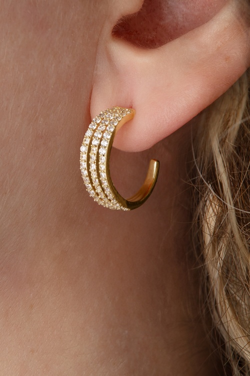 Day&Eve by Go Dutch Label - Fine Sparkly Half Hoop Earrings in Gold