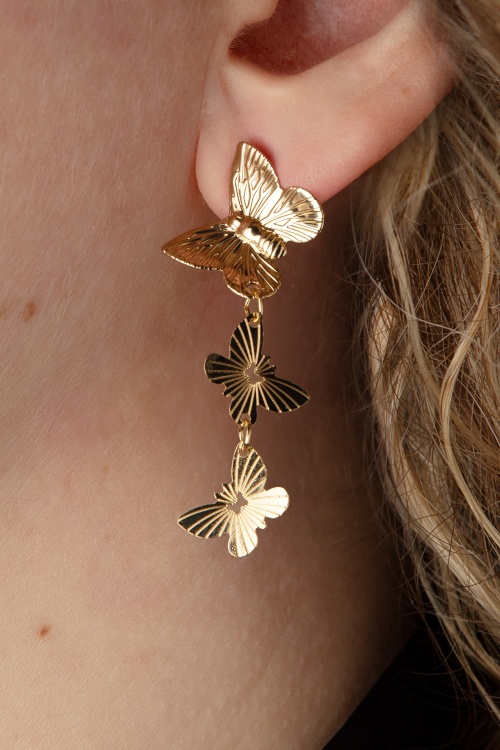 Day&Eve by Go Dutch Label - Butterfly Dangle Ohrringe in Gold