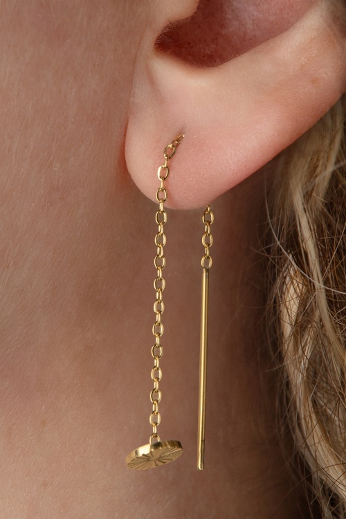 Day&Eve by Go Dutch Label - Pull Through Sun Earrings in Gold