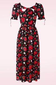 Vintage Chic for Topvintage - Irene Floral Butterfly Cross Over Swing Kleid in Elfenbein