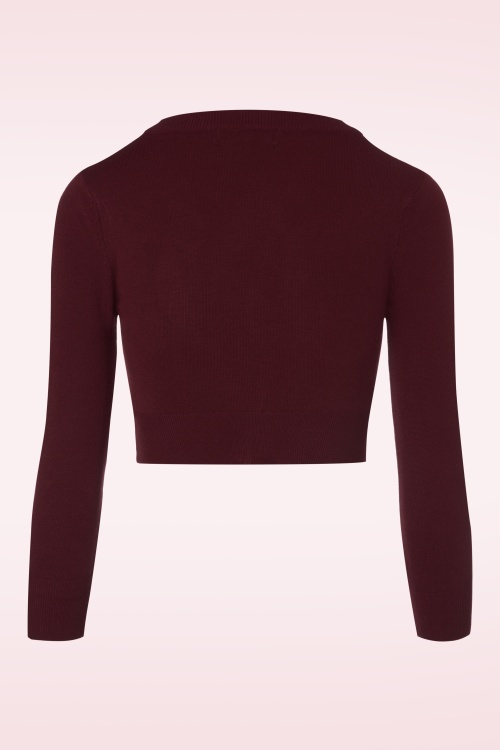 Mak Sweater - 50s Shela Cropped Cardigan in Burgundy 2