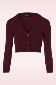 Mak Sweater - 50s Shela Cropped Cardigan in Burgundy