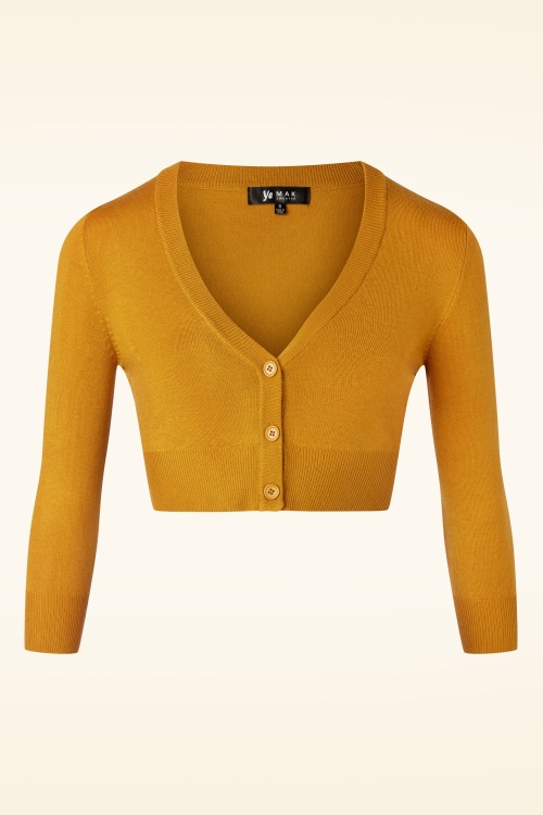 Mak Sweater - 50s Shela Cropped Cardigan in Bronze Yellow