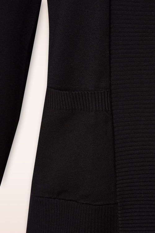 Mak Sweater - Gilet Ouvert Open Front Cardi Années 50 en Noir  3
