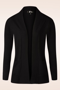 Mak Sweater - Gilet Ouvert Open Front Cardi Années 50 en Noir 