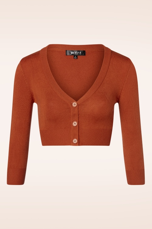 Mak Sweater - Shela Cropped Cardigan Années 50 en Orange Brûlé