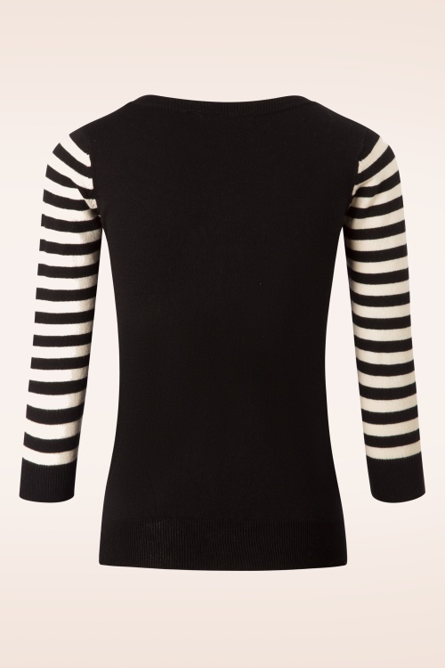 Mak Sweater - Debbie Cat striped Sweater Années 60 en Noir 2