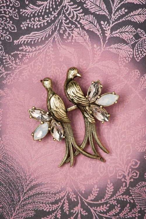 Lovely - Crystal Love Birds Earrings in Gold
