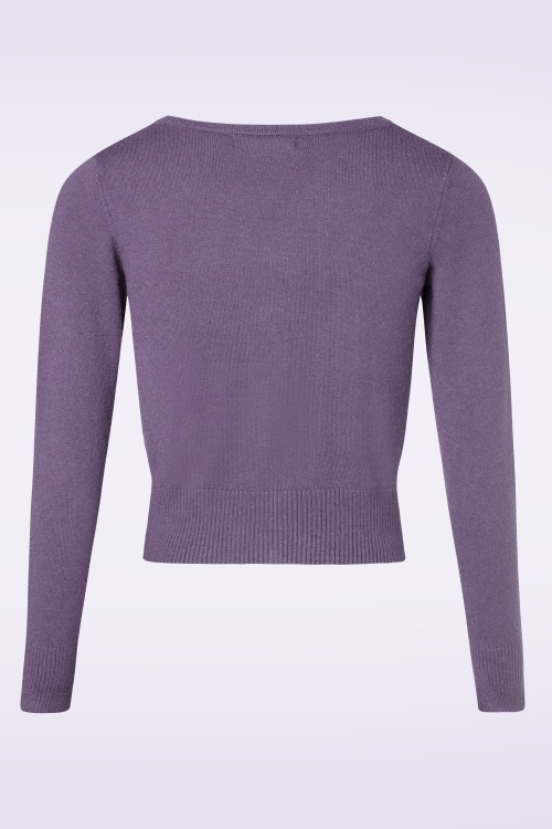 Mak Sweater - 50s Nyla Cropped Cardigan in Blueberry Purple 2