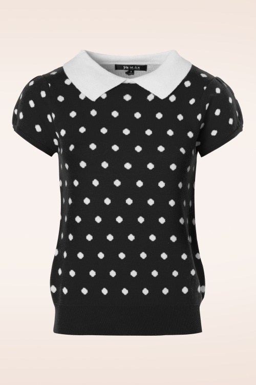 Mak Sweater - 60s Kristen Polkadot Sweater in Black and White