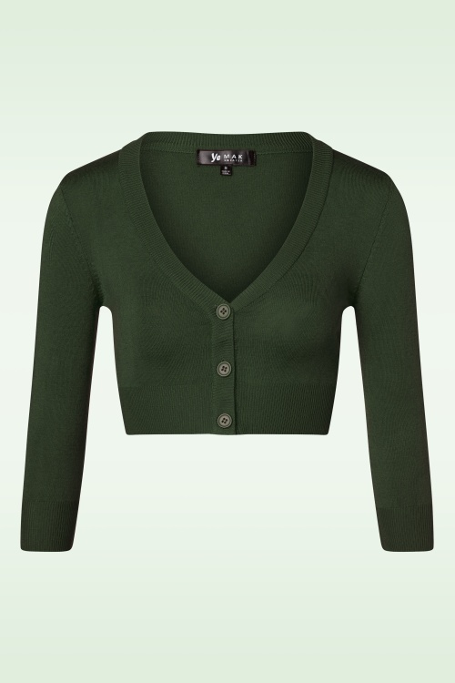 Mak Sweater - 50s Shela Cropped Cardigan in Emerald Green