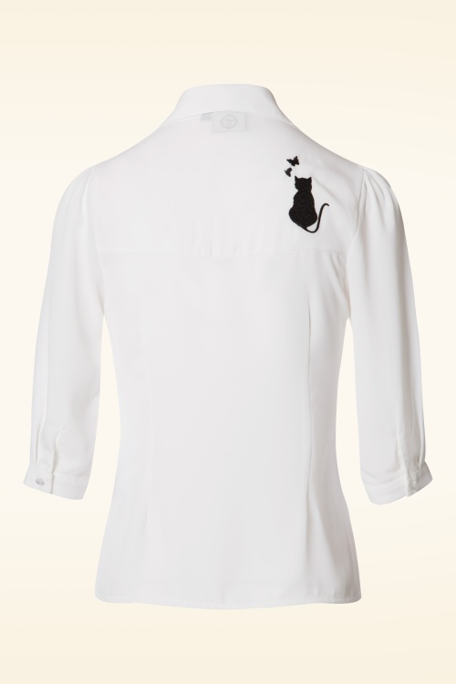 Banned Retro - 60s Snow Bird Blouse in Ivory White 2