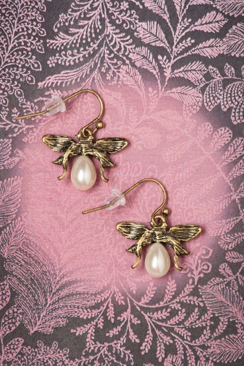 Lovely - Bumble Bee Pearl Drop Ohrringe in Gold 3