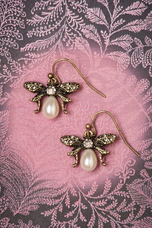 Lovely - Bumble Bee Pearl Drop Ohrringe in Gold