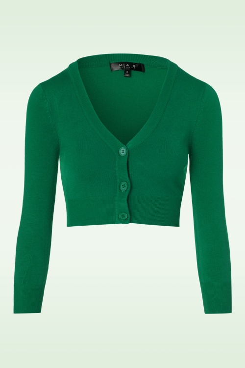 Mak Sweater - Shela Cropped Cardigan Années 50 en Vert Émeraude