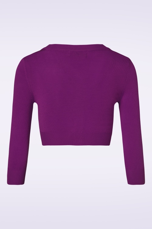 Mak Sweater - 50s Shela Cropped Cardigan in Purple 2