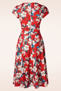 Vintage Chic for Topvintage - Miley Flower Swing Dress in True Red 3