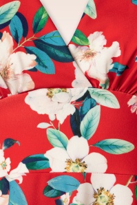 Vintage Chic for Topvintage - Robe corolle fleurie Miley en rouge vif 4