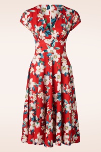 Vintage Chic for Topvintage - Miley Flower swing jurk in felrood  2