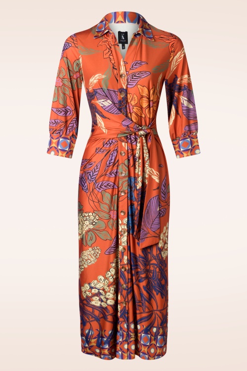 K-Design - Veronica midi jurk in oranje 2