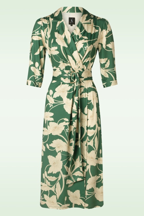 K-Design - Charlotte Flower jurk in groen  2