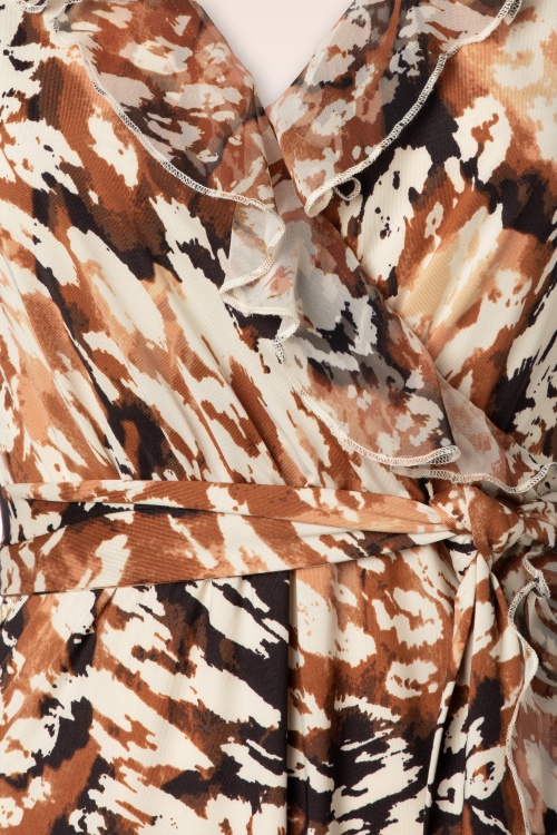 K-Design - Lyla luipaard maxi jurk in bruin  3