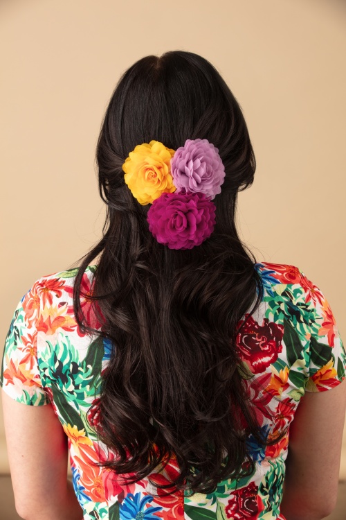 Urban Hippies - Hair Flowers Set in Cool Blush, Raspberry and Solar