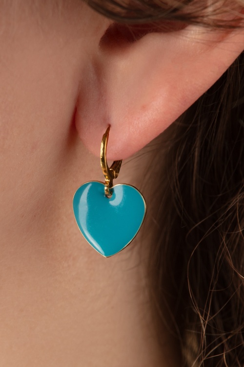 Urban Hippies - Heart oorbellen in turquoise