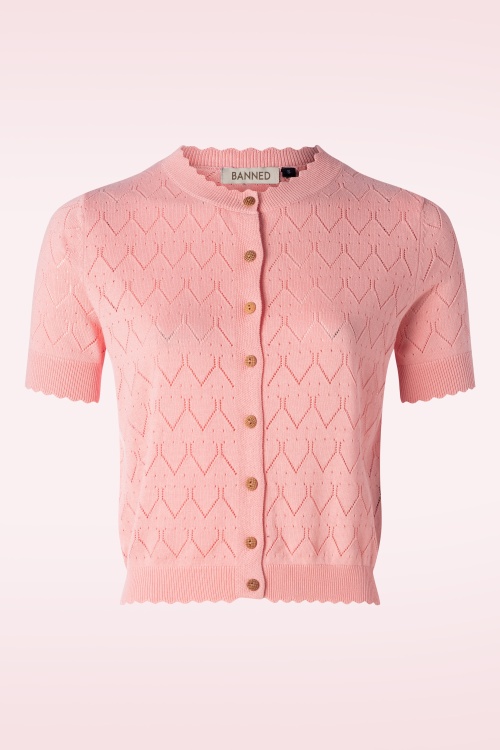 Banned Retro - Summer Scallop cardigan in roze