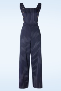 Banned Retro - Stripe Sail Dungarees in Navy 2
