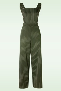 Banned Retro - Stripe Sail Dungarees in Green