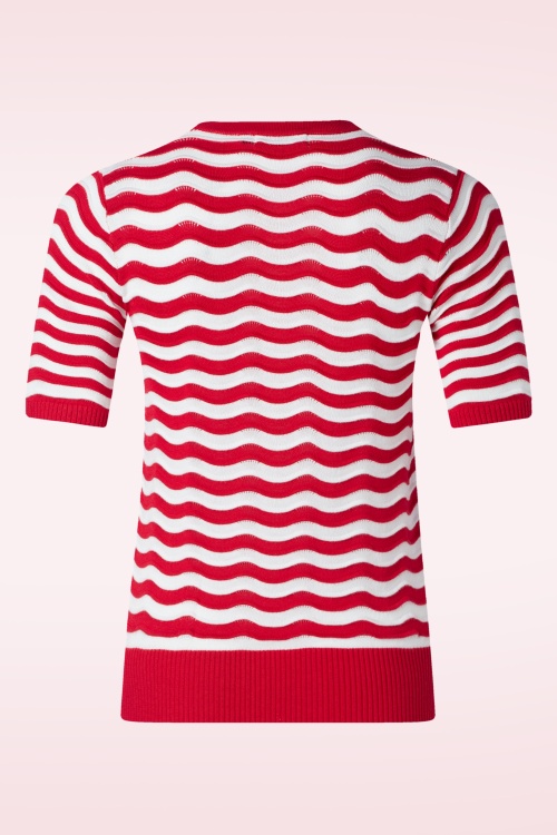 Banned Retro - Catching Waves Pullover in Rot 2