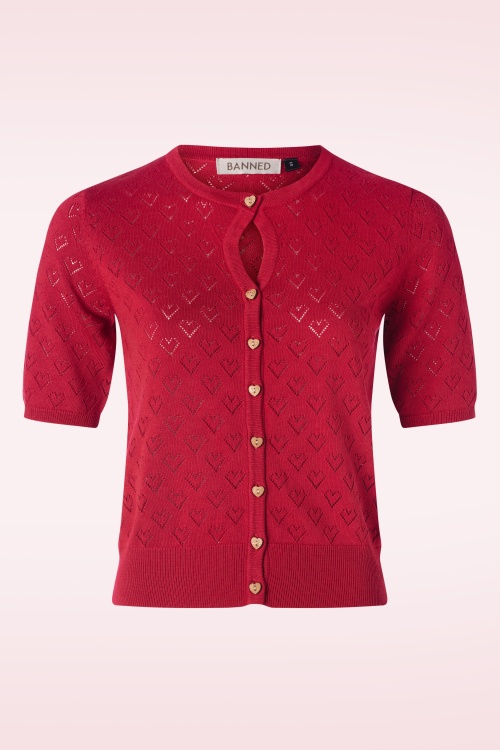 Banned Retro - Heart Blooms Cardigan in Red