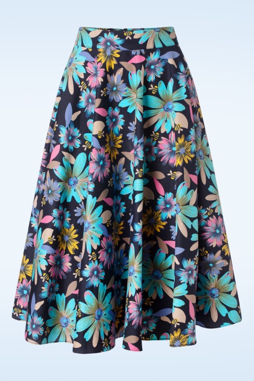 Floral Skirt Full Circle Skirt With Pockets Pastel Skirt 50s Swing