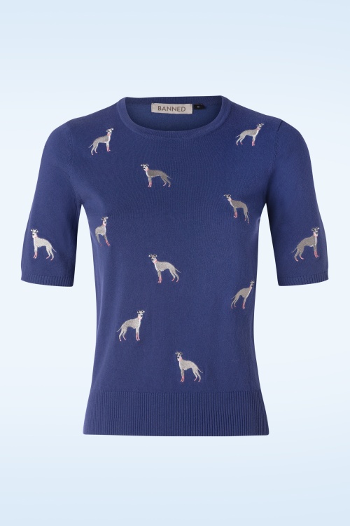 Banned Retro - It's a Whippets World Pullover in Blau