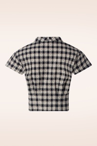 Banned Retro - Cherry Check Blouse in Navy 2