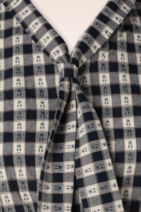 Banned Retro - Cherry Check Blouse in Navy 3