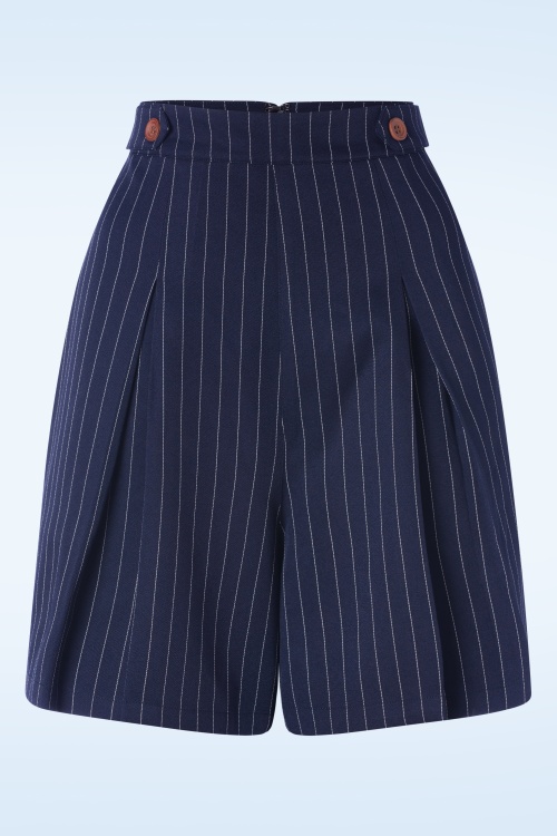 Banned Retro - Stripe Sail shorts in marineblauw