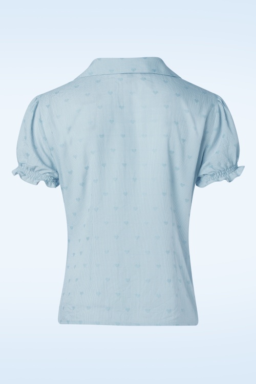 Banned Retro - Heart On Her Sleeve Bluse in Blau 2