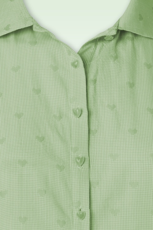 Banned Retro - Chemisier Heart On Her Sleeve en vert 3