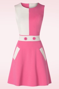 Vixen - Sixties Kontrast Kleid in Rosa