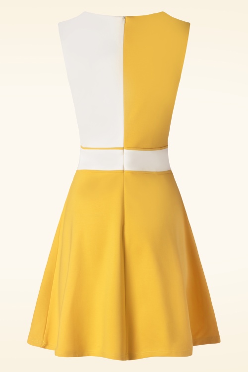 Vixen - Sixties Kontrast Kleid in Gelb 2