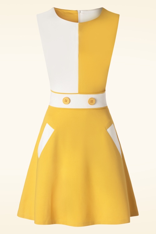 Vixen - Sixties Kontrast Kleid in Gelb